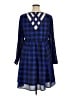 Torrid 100% Polyester Plaid Blue Casual Dress Size 1X Plus (1) - photo 2