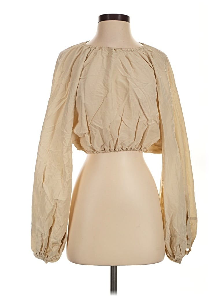 Pre-owned Faithfull The Brand Long Sleeve Blouse In Tan