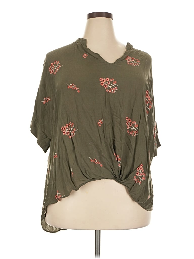 Pre-owned Universal Thread Short Sleeve Blouse In Green