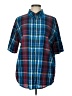St. John's Bay 100% Cotton Plaid Blue Short Sleeve Button-Down Shirt Size L - photo 1