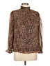 1.State 100% Polyester Animal Print Brown Long Sleeve Blouse Size L - photo 1