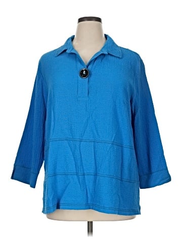 Ali Miles 3/4 Sleeve Button-Down Shirt (view 1)