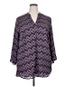 Cato 100% Polyester Chevron-herringbone Blue 3/4 Sleeve Blouse Size 18/20W - photo 1