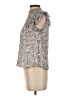 Intermix 100% Silk Animal Print Silver Sleeveless Silk Top Size 2 - photo 5