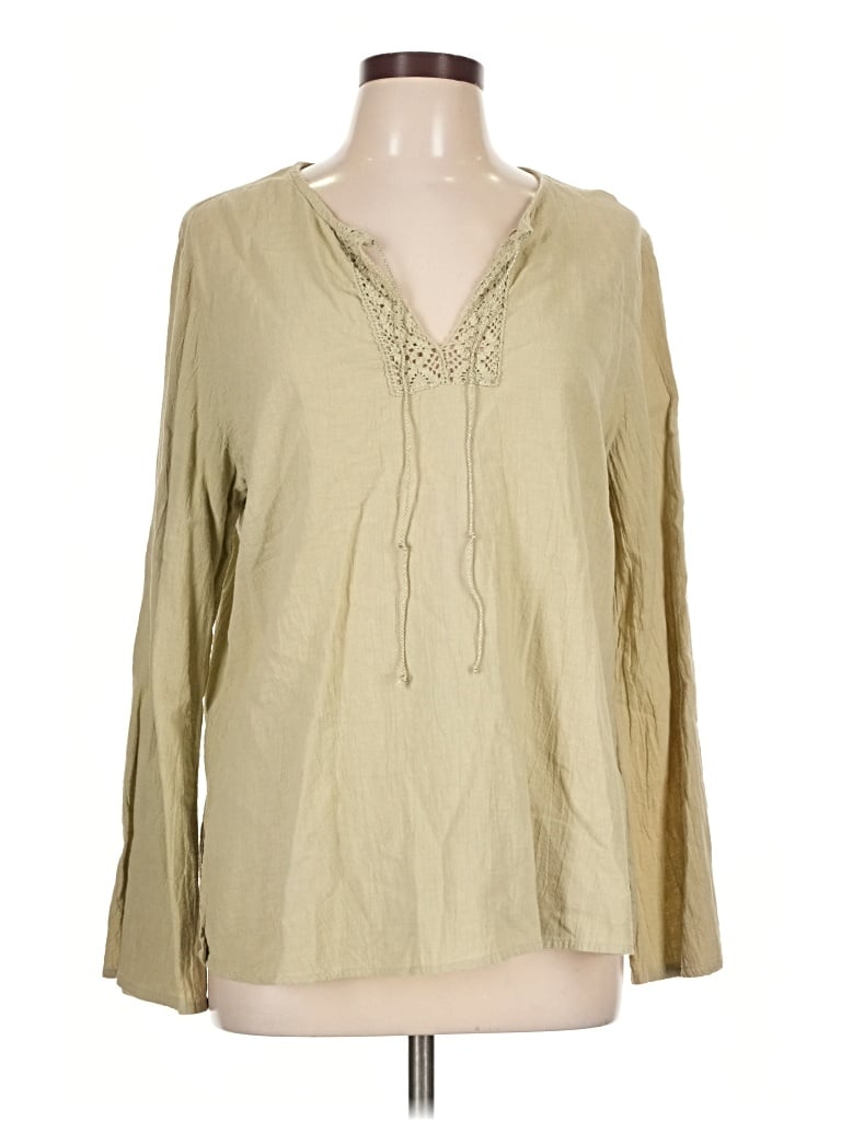 Pre-owned White Stag Long Sleeve Henley Shirt In Tan