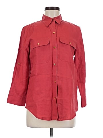 Lauren by Ralph Lauren 3/4 Sleeve Button-Down Shirt (view 1)