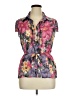 NY Collection 100% Polyester Floral Purple Short Sleeve Blouse Size XL - photo 1