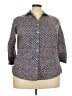 Foxcroft 100% Cotton Chevron-herringbone Gray 3/4 Sleeve Button-Down Shirt Size 18 - photo 1