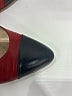 Chanel 100% Leather Color Block Burgundy Cap toe Pump Size 7 - photo 3