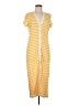 MNG Stripes Yellow Casual Dress Size 8 - photo 1