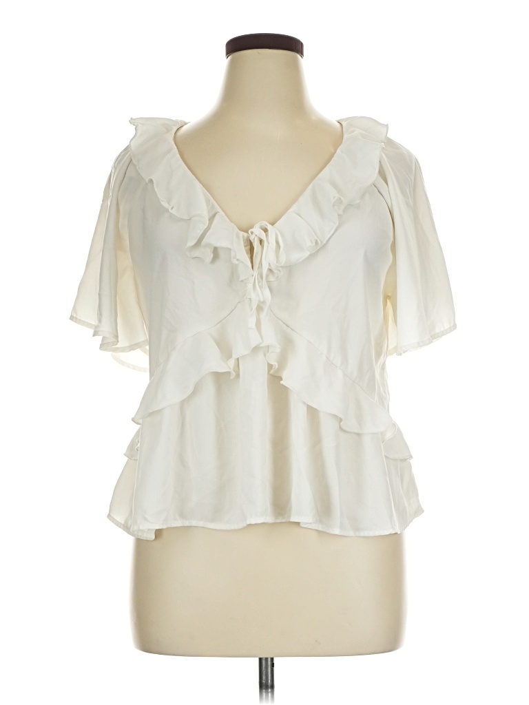 Pre-owned Old Navy Short Sleeve Blouse In Ivory