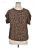 Logo Layers 100% Polyester Animal Print Brown Short Sleeve Blouse Size XL - photo 1