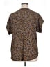 Logo Layers 100% Polyester Animal Print Brown Short Sleeve Blouse Size XL - photo 2