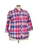 Foxcroft Plaid Pink 3/4 Sleeve Button-Down Shirt Size 18 - photo 1