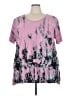 Roaman's 100% Cotton Tie-dye Pink Short Sleeve Top Size 26 (2X) - photo 1