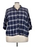 Old Navy 100% Cotton Plaid Blue 3/4 Sleeve Button-Down Shirt Size XXL - photo 1