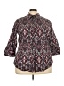 Foxcroft 100% Cotton Print Burgundy 3/4 Sleeve Button-Down Shirt Size 18 - photo 1