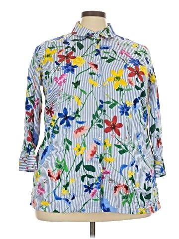 Foxcroft 3/4 Sleeve Button-Down Shirt (view 1)