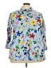 Foxcroft 100% Cotton Floral Blue 3/4 Sleeve Button-Down Shirt Size 18 - photo 1