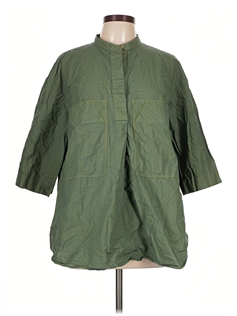 Pre-owned Cos 3/4 Sleeve Button Down Shirt In Green