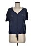 Mine 100% Rayon Blue Short Sleeve Blouse Size M - photo 1