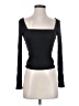 Leith Solid Black Long Sleeve Top Size S - photo 1