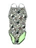 Dolfin Argyle Green White One Piece Swimsuit Size 12 - photo 1