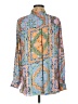 Rose + Olive 100% Polyester Paisley Blue Long Sleeve Blouse Size M - photo 2