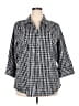 Foxcroft Checkered-gingham Black 3/4 Sleeve Button-Down Shirt Size 18 - photo 1