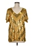 MICHAEL Michael Kors 100% Viscose Gold Short Sleeve Top Size M - photo 1