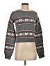 Pink Rose Print Gray Pullover Sweater Size S - photo 1