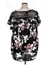 Torrid 100% Polyester Floral Black Short Sleeve Blouse Size 1X Plus (1) - photo 2