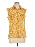 Love Notes Floral Yellow Sleeveless Button-Down Shirt Size L - photo 1