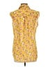 Love Notes Floral Yellow Sleeveless Button-Down Shirt Size L - photo 2
