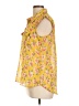 Love Notes Floral Yellow Sleeveless Button-Down Shirt Size L - photo 5