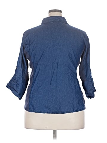 Always Indigo 3/4 Sleeve Button-Down Shirt (view 2)
