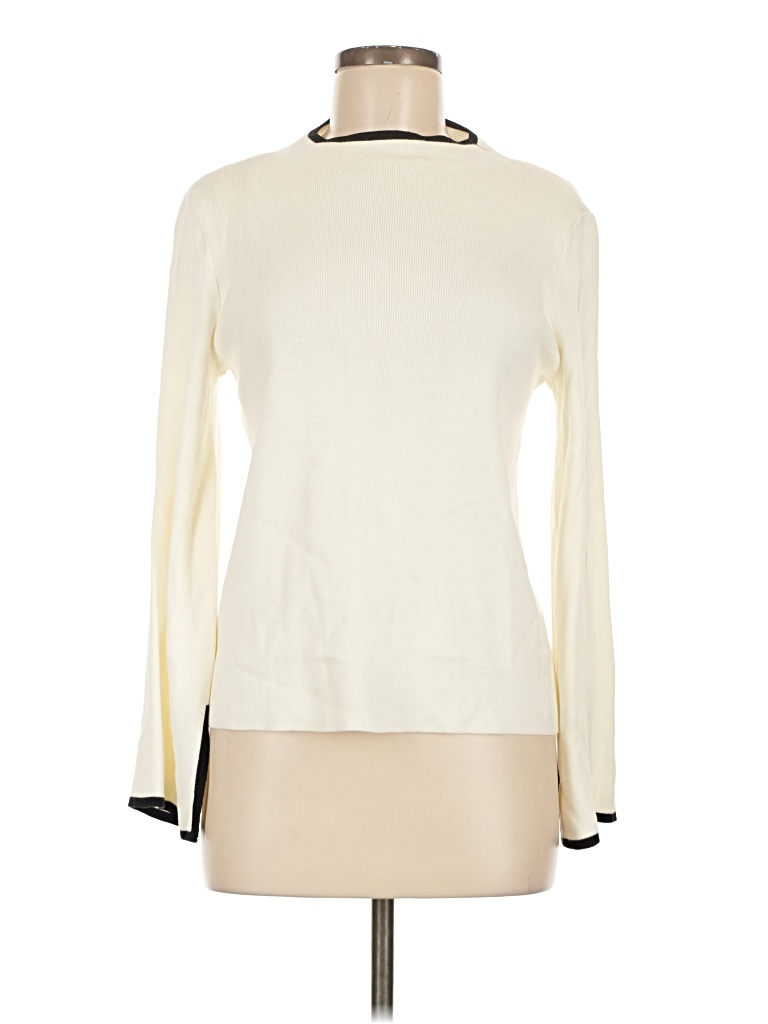Pre-owned Halogen Long Sleeve Turtleneck In Ivory