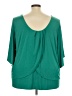 Roaman's Green 3/4 Sleeve Top Size 26 (2X) - photo 2
