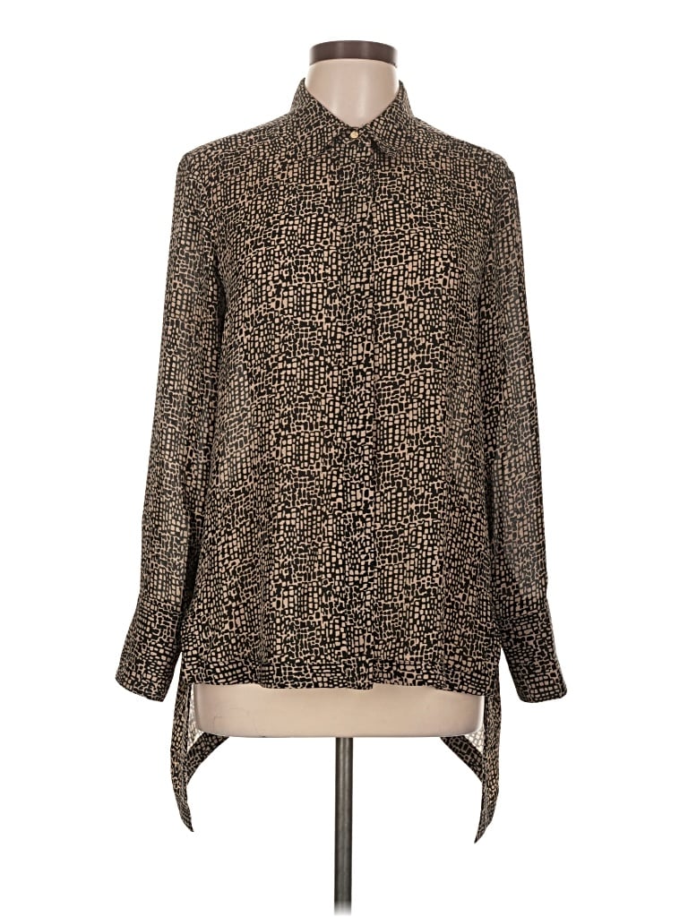Pre-owned Dana Buchman Long Sleeve Blouse In Brown