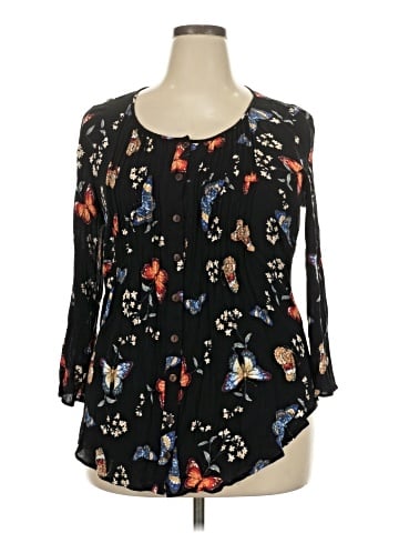 Evans 3/4 Sleeve Blouse (view 1)