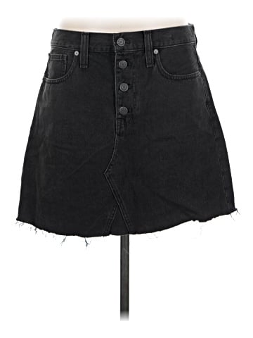Madewell Rigid Denim A-Line Mini Skirt in Lunar Wash: Button-Front Edition (view 1)