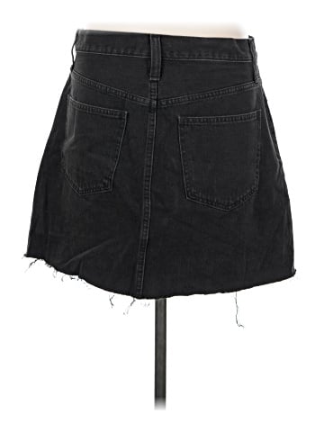 Madewell Rigid Denim A-Line Mini Skirt in Lunar Wash: Button-Front Edition (view 2)