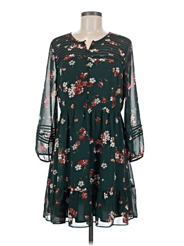 Madewell Sheer-Sleeve Pintuck Ruffle Dress in Spruce Blooms (view 1)
