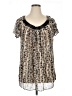 Apostrophe 100% Polyester Animal Print Brown Short Sleeve Blouse Size XL - photo 1