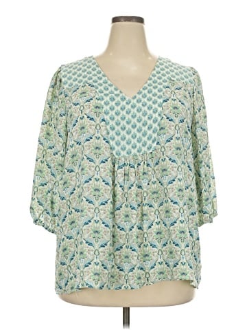 Rose + Olive 3/4 Sleeve Blouse (view 1)