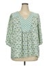 Rose + Olive 100% Polyester Teal 3/4 Sleeve Blouse Size 2X - photo 1