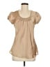 Agora 100% Polyester Tan Short Sleeve Blouse Size M - photo 1