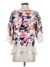Democracy 100% Rayon Floral White 3/4 Sleeve Blouse Size S - photo 2