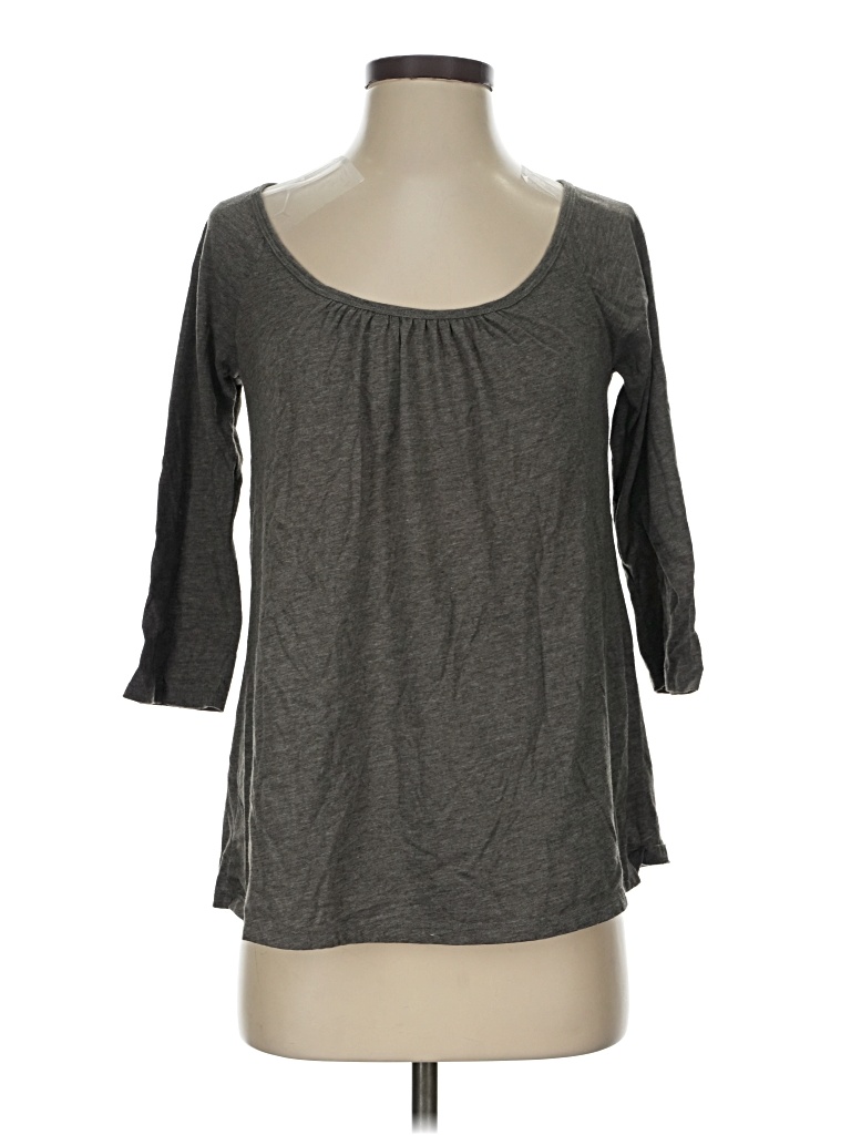 Pre-owned Old Navy 3/4 Sleeve Top Gray Scoop Neck Tops