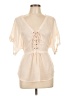 2b bebe 100% Polyester Ivory Short Sleeve Blouse Size L - photo 1